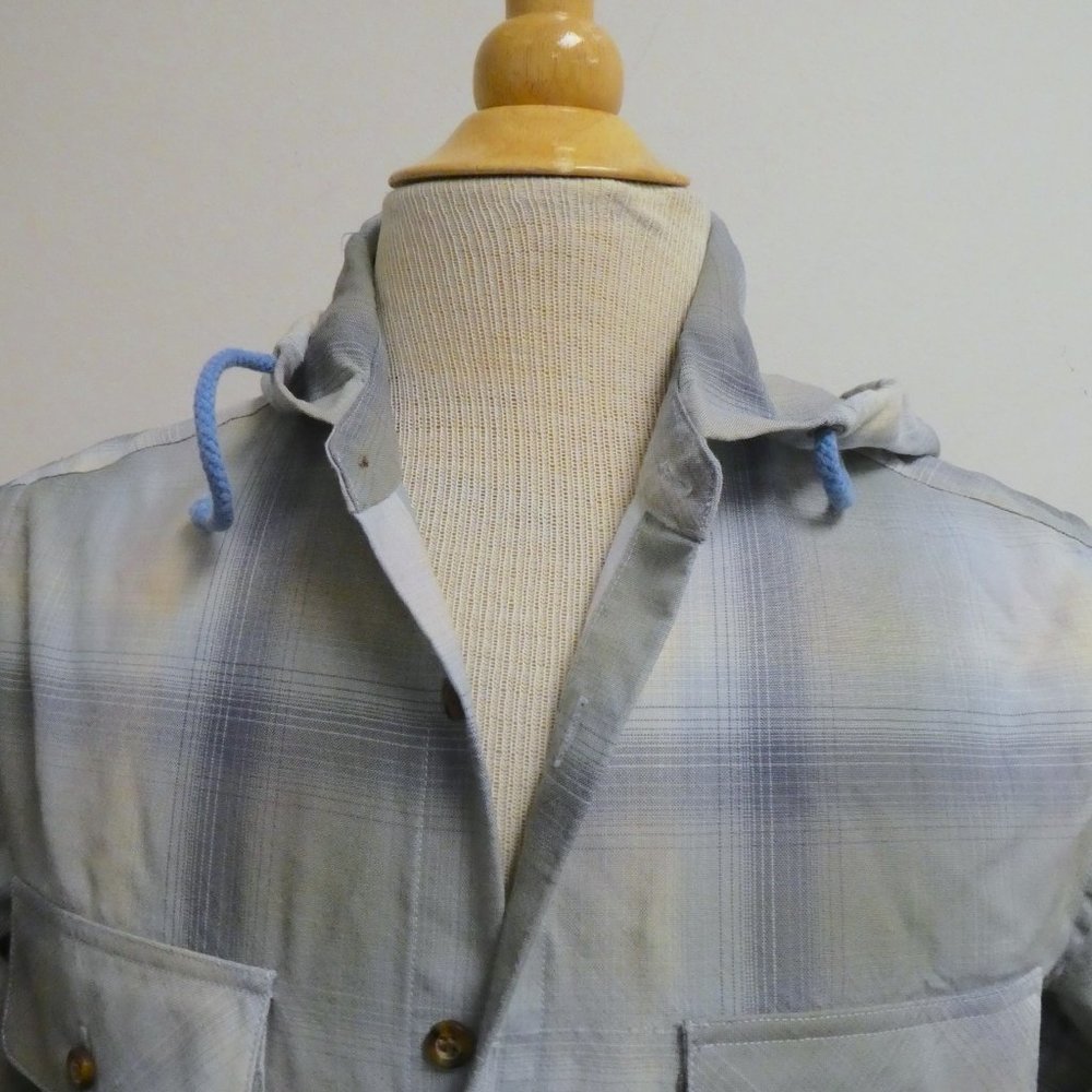 Pendleton Blue Plaid Hooded Wool Utility Shirt Ja… - image 3